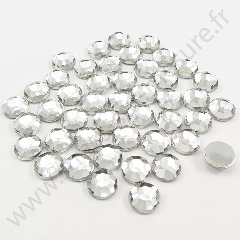 Strass acrylique rond à facettes à coller - Diamant - 2mm à 10mm