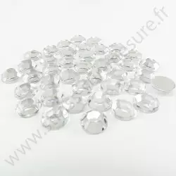 Strass acrylique rond à facettes à coller - Diamant - 10mm