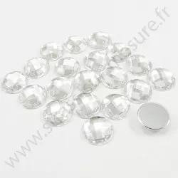 Strass acrylique rond effet quadrillage à coller - Diamant - 16mm