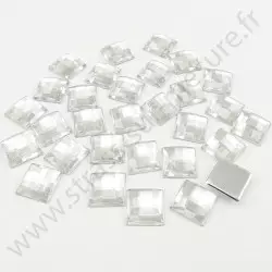 Strass acrylique carré effet quadrillage à coller - Diamant - 10mm