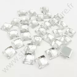 Strass acrylique carré effet quadrillage à coller - Diamant - 12mm