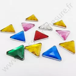 Strass acrylique triangle à facettes à coller - Multicolore - 13mm