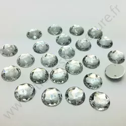 Strass acrylique multifacettes rond à coudre - Diamant - 16mm