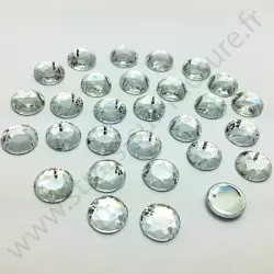 Strass acrylique rond à coudre à facettes - Diamant - 6mm à 15mm