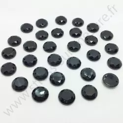 Strass acrylique rond à coudre à facettes - Noir - 6mm à 15mm