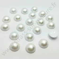 Demi-perle nacrée rond à coller - Blanc - 5mm à 10mm