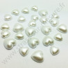 Demi-perle nacrée cœur à coller - Blanc - 2 tailles