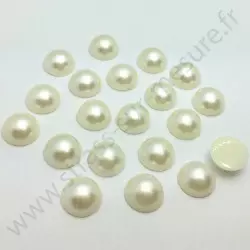 Demi-perle nacrée rond à coller - Ivoire - 5mm à 10mm