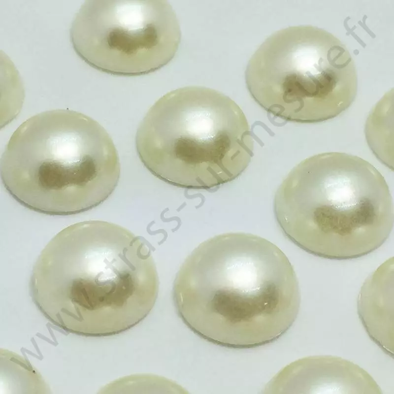 Demi-perle nacrée rond à coller - Ivoire - 5mm à 10mm - détail