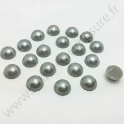 Demi-perle nacrée rond à coller - Gris - 5mm à 10mm