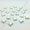 Demi-perle nacrée carré à coller - Blanc nacré - 10mm