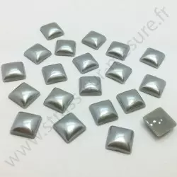 Demi-perle nacrée carré à coller - Gris nacré - 8mm, 10mm