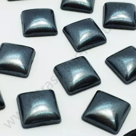 Demi-perle nacrée carré à coller - Noir nacré - 8mm, 10mm - détail