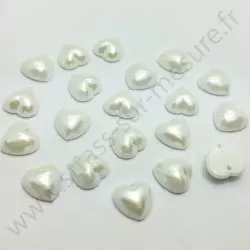 Demi-perle nacrée cœur à coudre - Blanc nacré - 8mm à 12mm