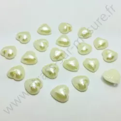 Demi-perle nacrée cœur à coudre - Ivoire nacré - 8mm à 12mm