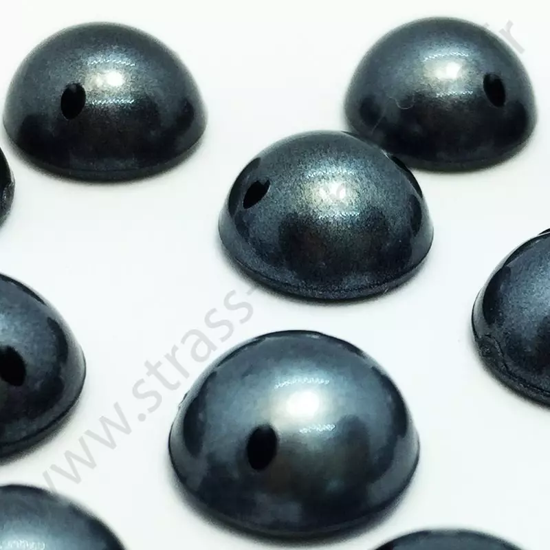 Demi-perle nacrée rond à coudre - Noir nacré - 6mm à 10mm - détail