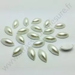 Demi-perle nacrée ovale à coudre - Blanc nacré - 10mm, 15mm