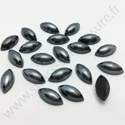 Demi-perle nacrée ovale à coudre - Noir nacré - 10mm, 15mm