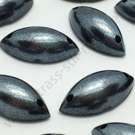 Demi-perle nacrée ovale à coudre - Noir nacré - 10mm, 15mm - détail