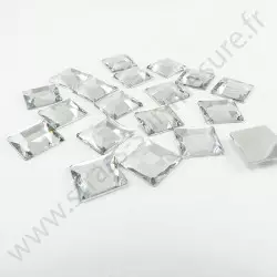 Strass acrylique carré à facettes à coller - Diamant - 12mm