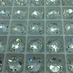 Strass Xirius rond à coudre en verre - Cristal - 8 à 12mm