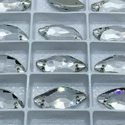 Strass Feuille à coudre en verre - Cristal - 10x20 - 14x30mm - détail