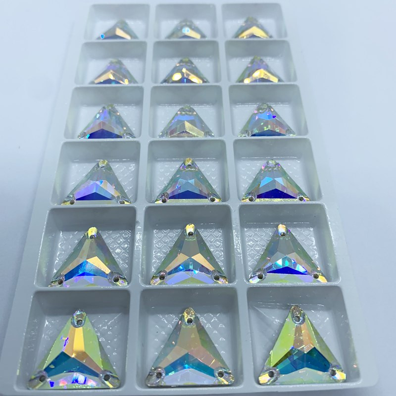 Strass Triangle AB Cristal - Triangle à coudre en verre - 12 à 22mm