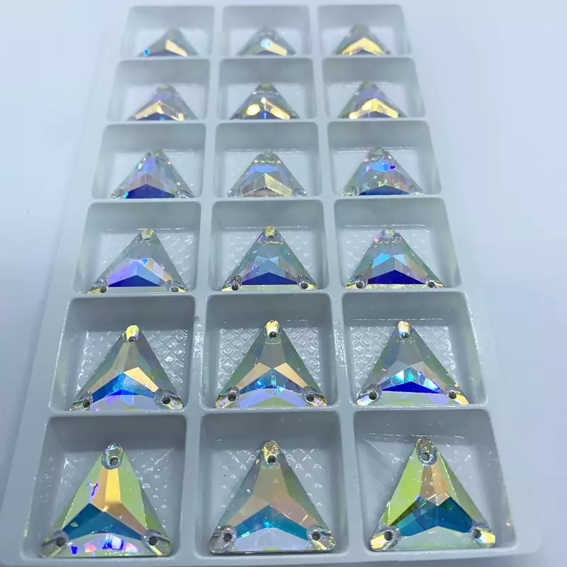 Strass Triangle AB Cristal - Triangle à coudre en verre - 12 à 22mm