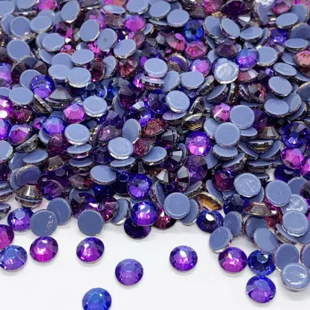 Violet Bleu Irisé - Strass thermocollant en verre - 2mm à 6mm