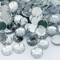 Strass acrylique rond à coudre à facettes - Diamant - 6mm à 35mm