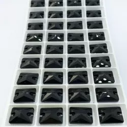 Strass Rectangle Droit Noir - Rectangle à coudre en verre - 8x10 à 18x25mm