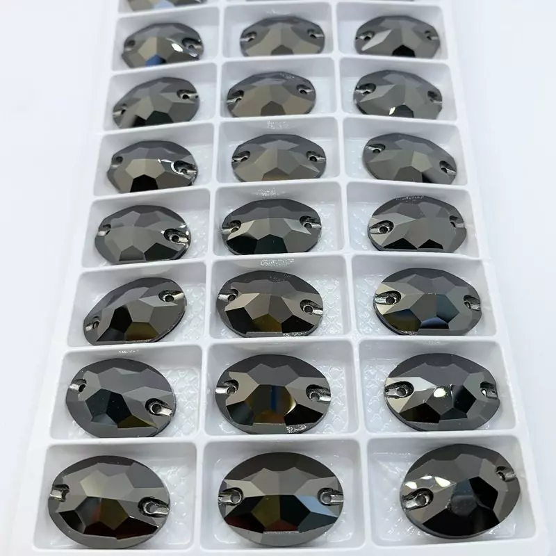 Strass Ovale Noir nacré - Ovale à coudre en verre - 7x10 à 17x24mm