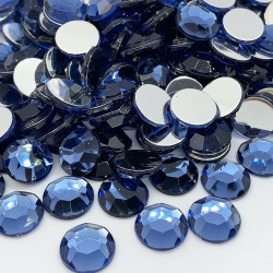 Strass acrylique rond à facettes à coller - Bleu nuit - 2mm à 14mm