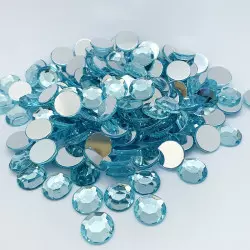 Strass acrylique rond à facettes à coller - Bleu lagon