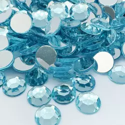Strass acrylique rond à facettes à coller - Bleu lagon - 2mm à 14mm