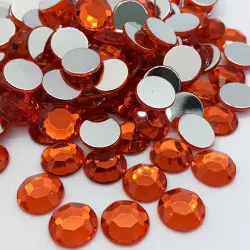 Strass acrylique rond à facettes à coller - Rouge clair - 2mm à 14mm