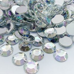 Strass acrylique rond à facettes à coller - AB NACRE - 2mm à 14mm