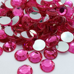 Strass acrylique rond à facettes à coller - Rose - 2mm à 14mm