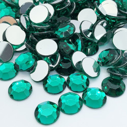 strass acrylique rond à facettes à coller - Vert émeraude - 2mm à 14mm