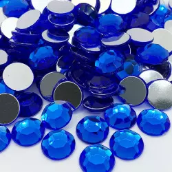 Strass acrylique rond à facettes à coller - Bleu - 2mm à 14mm