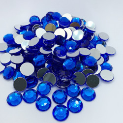 Strass acrylique rond à facettes à coller - Bleu