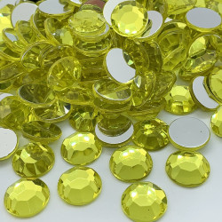 Strass acrylique rond à facettes à coller - Jaune - 2mm à 14mm