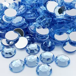 Strass acrylique rond à facettes à coller - Bleu bébé - 2mm à 14mm