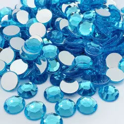 Strass acrylique rond à facettes à coller - Bleu ciel - 2mm à 14mm