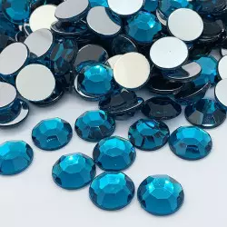 Strass acrylique rond à facettes à coller - Bleu turquoise - 2mm à 14mm