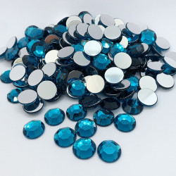 Strass acrylique rond à facettes à coller - Bleu turquoise