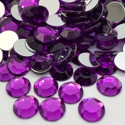Strass acrylique rond à facettes à coller - Violet - 2mm à 14mm