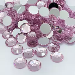 Strass acrylique rond à facettes à coller - Rose clair - 2mm à 14mm