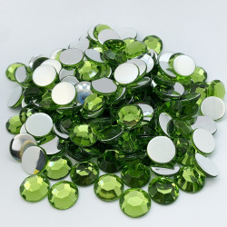 Strass acrylique rond à facettes à coller - Vert olive