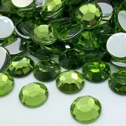 Strass acrylique rond à facettes à coller - Vert olive - 2mm à 14mm